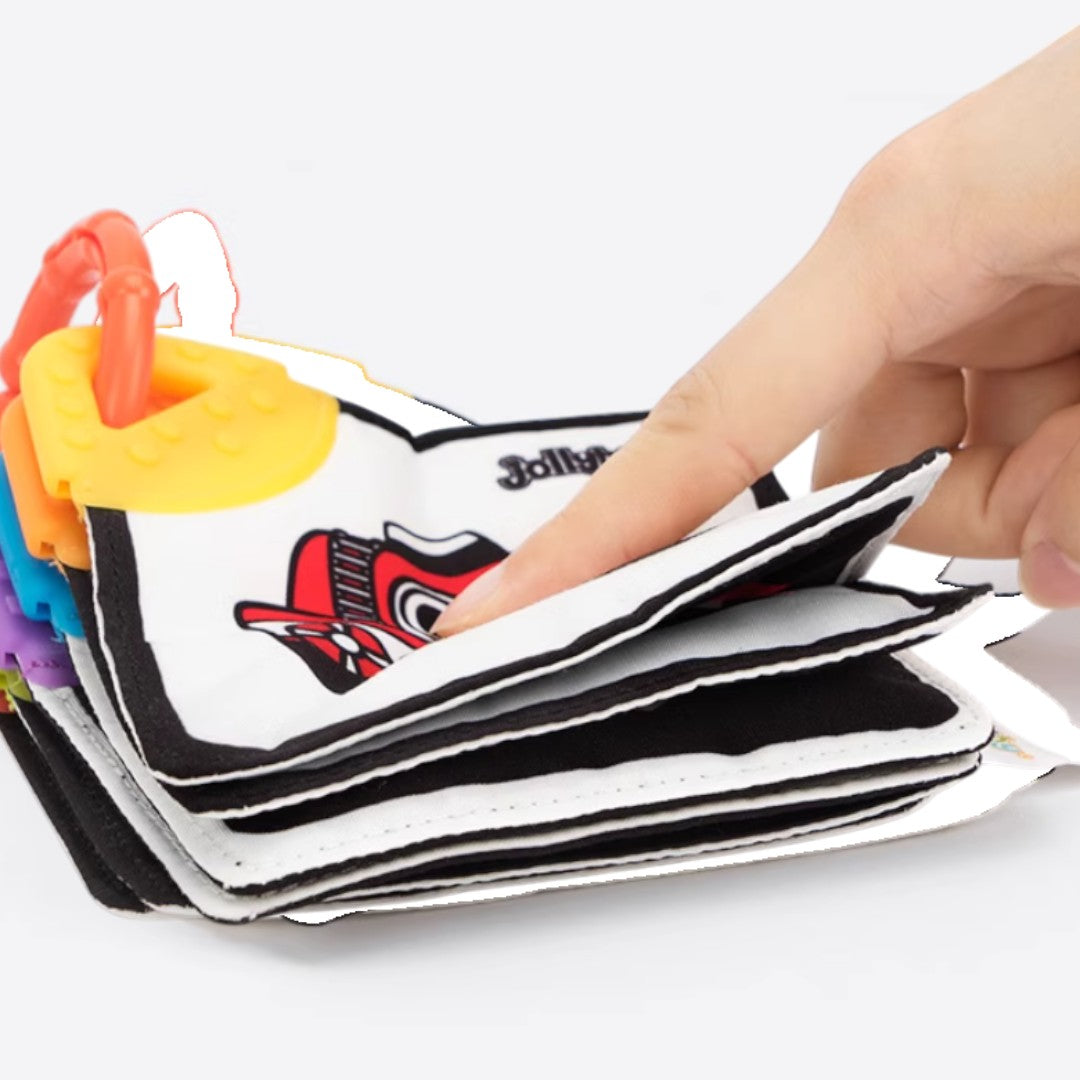 Jollybaby Phased Development Sensory Cloth Book (with Teether & Crinkle Pages) - Shopeak Canada - Curated, high-end Nintendo Switch gadgets and luxurious cat products for discerning customers