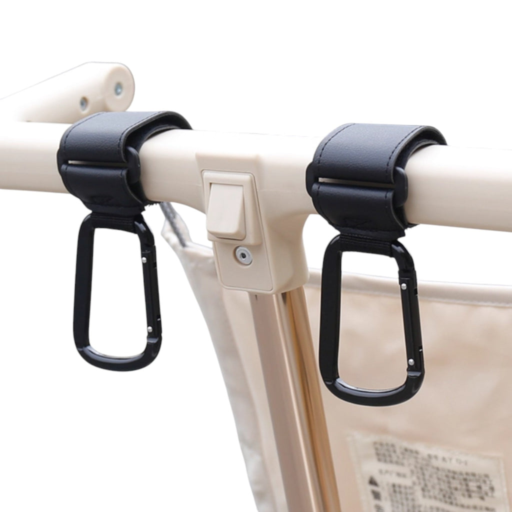 Universal Heavy-Duty Aluminum Stroller & E-Bike Hook with Leather Strap - Shopeak Canada - Curated, high-end Nintendo Switch gadgets and luxurious cat products for discerning customers