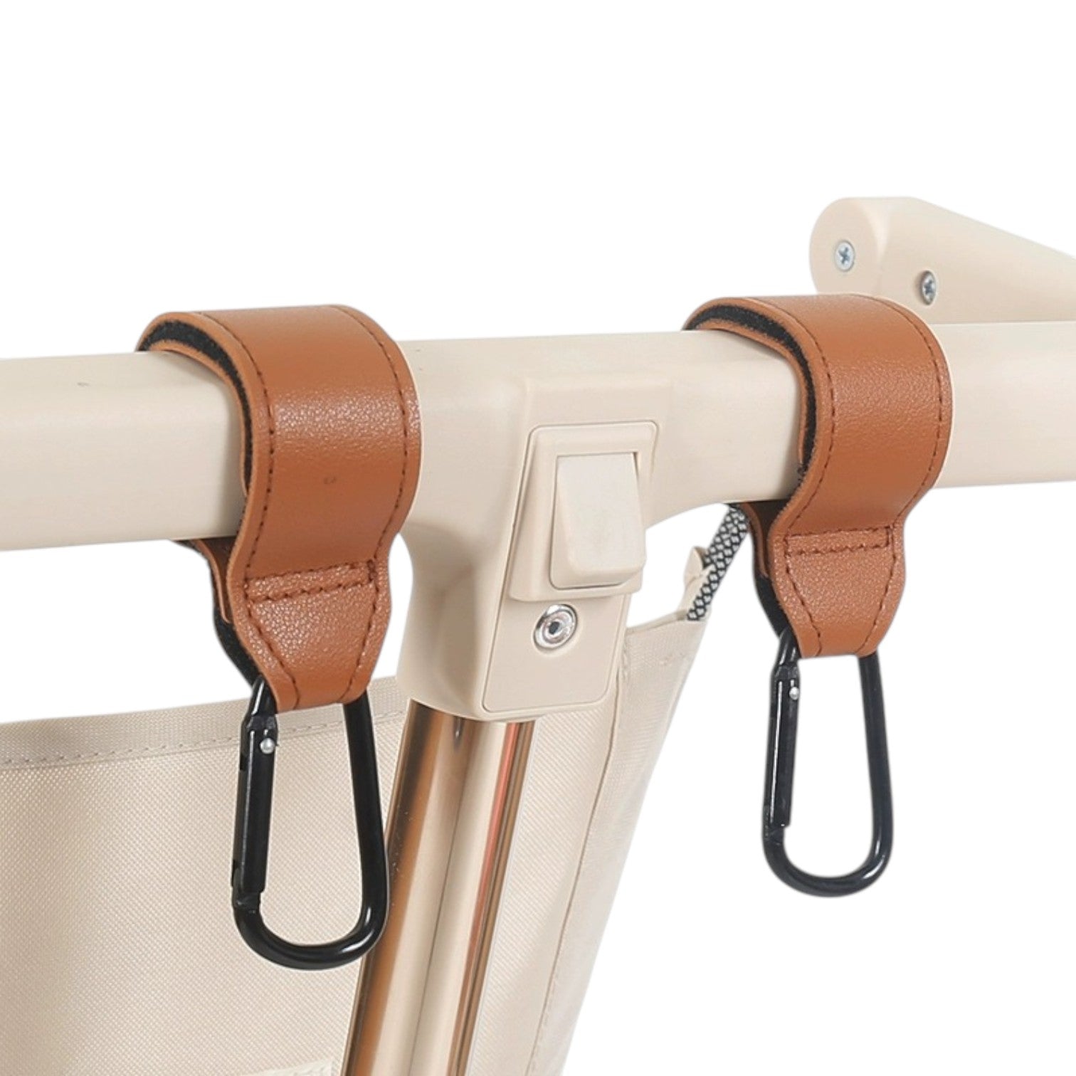 Universal Heavy-Duty Aluminum Stroller & E-Bike Hook with Leather Strap - Shopeak Canada - Curated, high-end Nintendo Switch gadgets and luxurious cat products for discerning customers