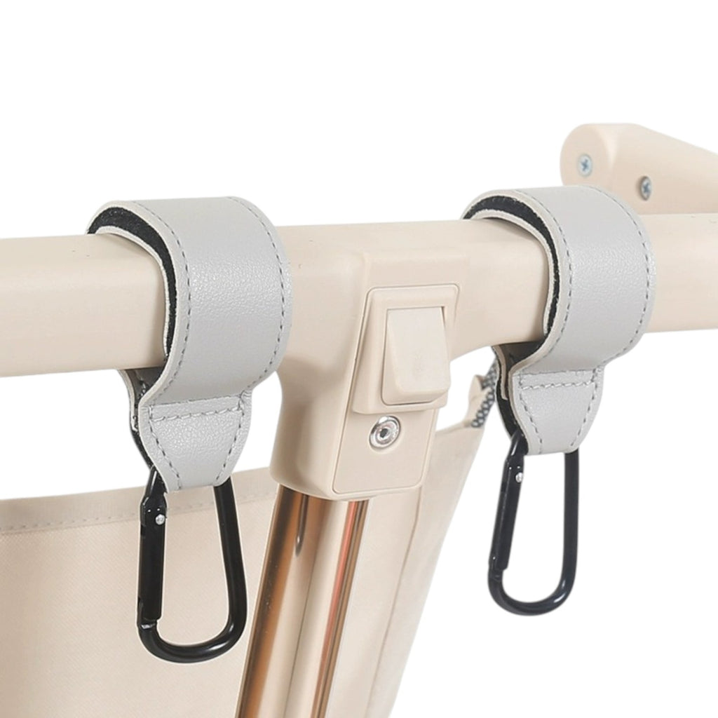 Universal Heavy-Duty Aluminum Stroller & E-Bike Hook with Leather Strap - Shopeak Canada - Curated, high-end Nintendo Switch gadgets and luxurious cat products for discerning customers