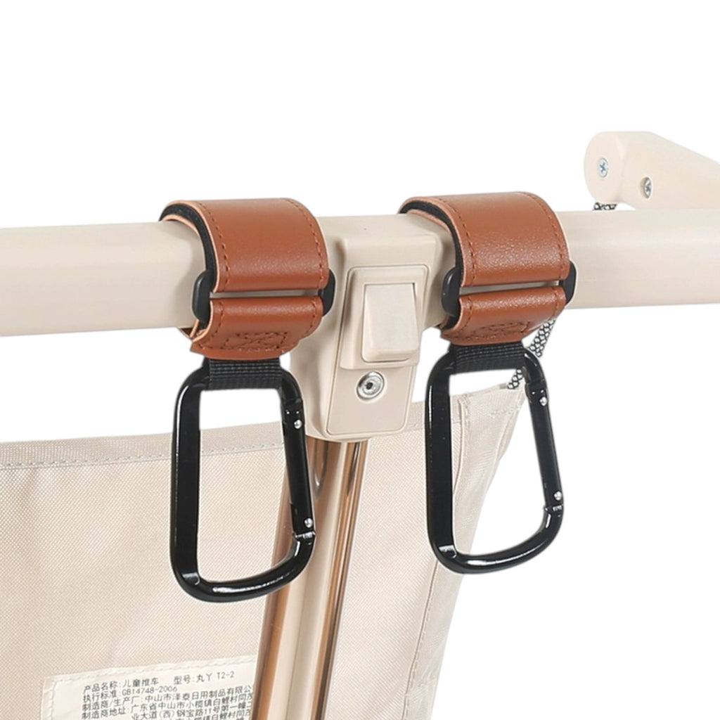 Universal Heavy-Duty Aluminum Stroller & E-Bike Hook with Leather Strap - Shopeak Canada - Curated, high-end Nintendo Switch gadgets and luxurious cat products for discerning customers