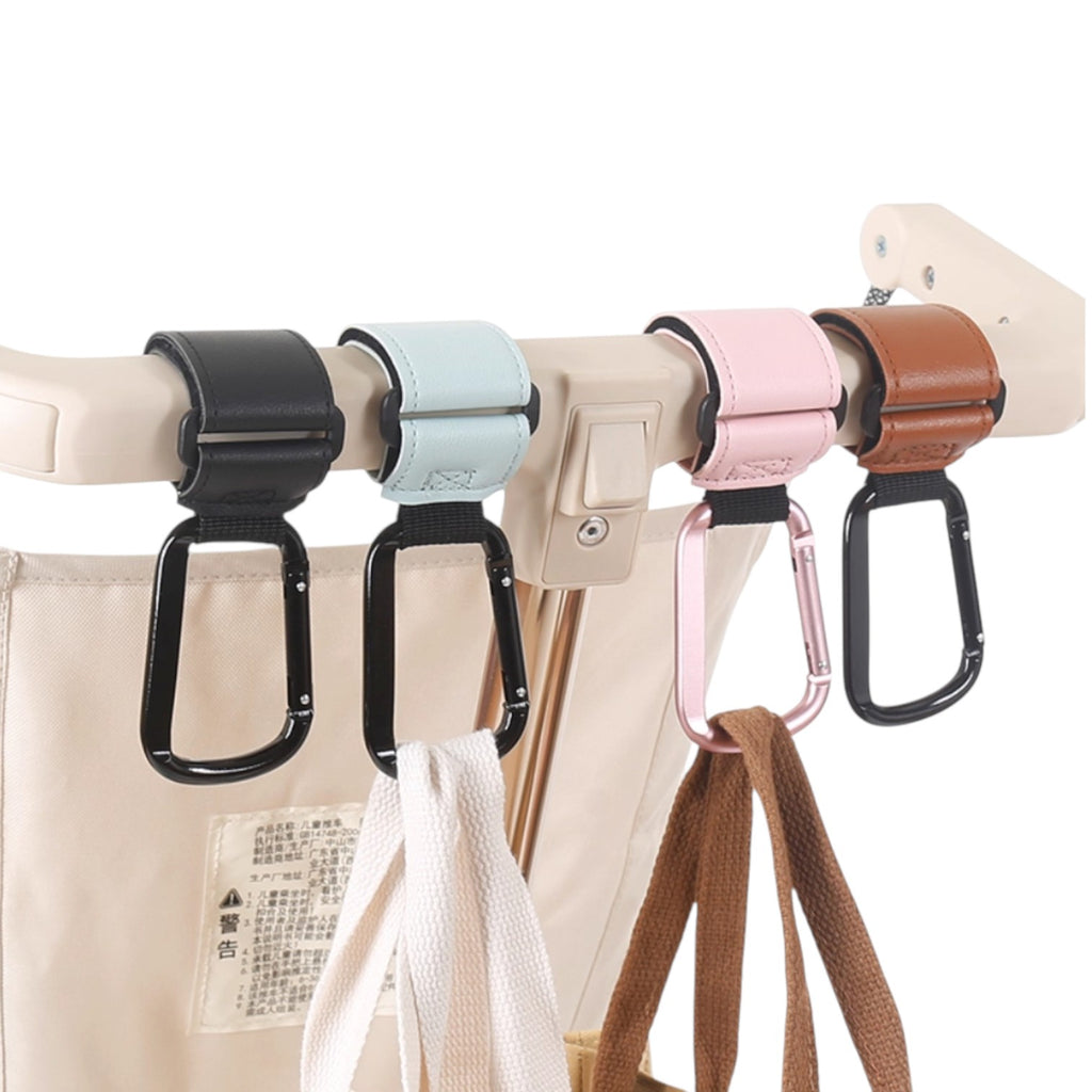 Universal Heavy-Duty Aluminum Stroller & E-Bike Hook with Leather Strap - Shopeak Canada - Curated, high-end Nintendo Switch gadgets and luxurious cat products for discerning customers