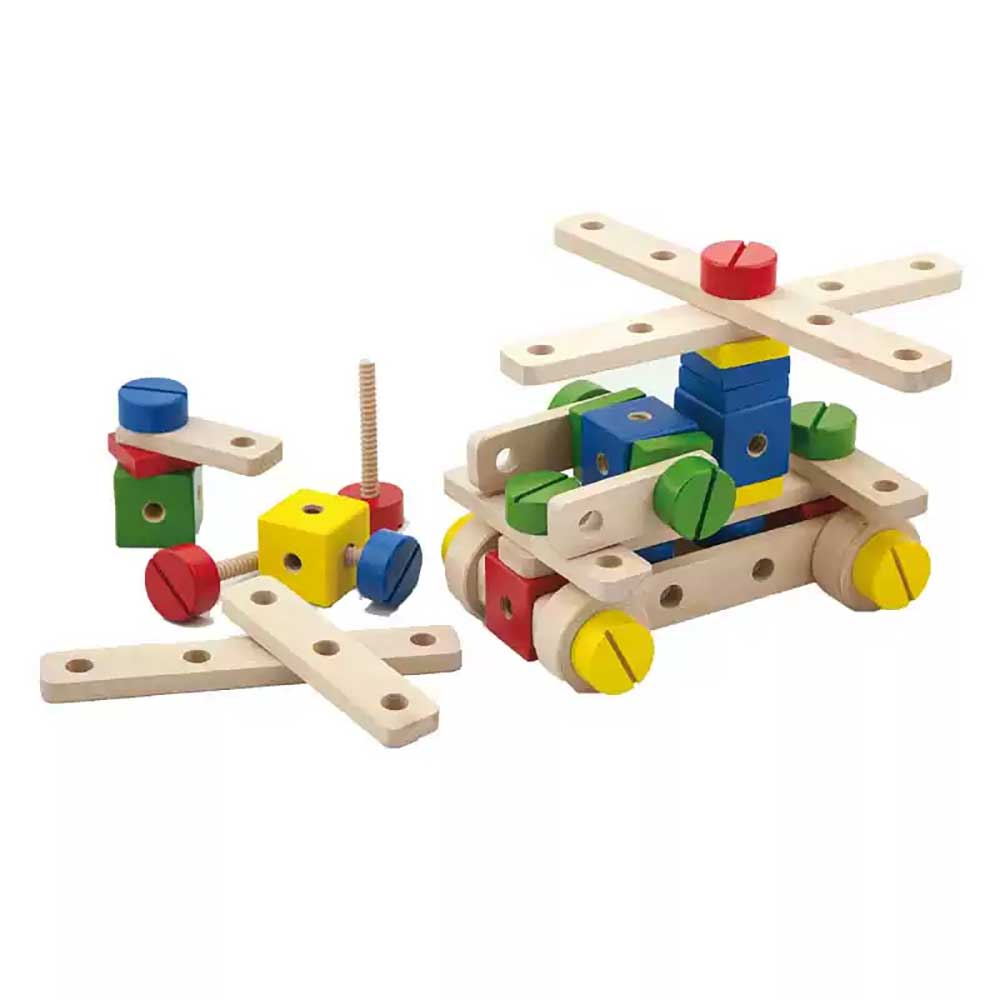 Viga 48-Piece Wooden STEM Construction Building Set with Tools & Storage Box - Shopeak Canada - Curated, high-end Nintendo Switch gadgets and luxurious cat products for discerning customers